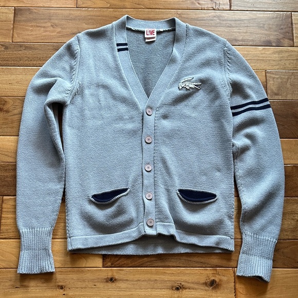 Vtg Lacoste Live varsity cardigan sweater.